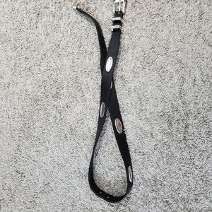 Brighton Black Leather Belt with Silver Conchos